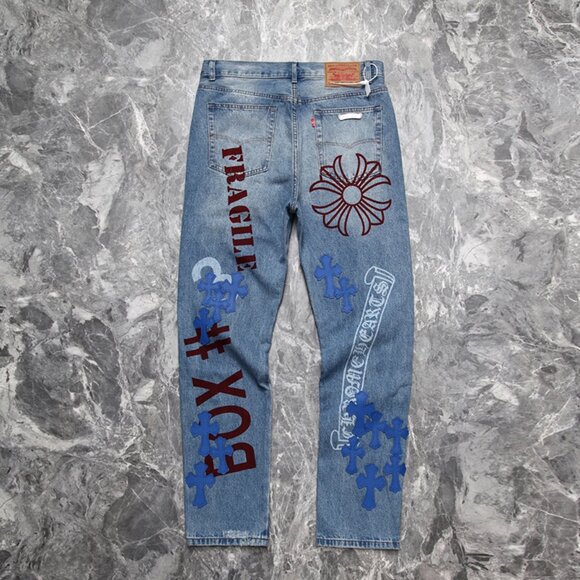 Chrome Heart Leather Patch Jeans - Picture 2 of 10